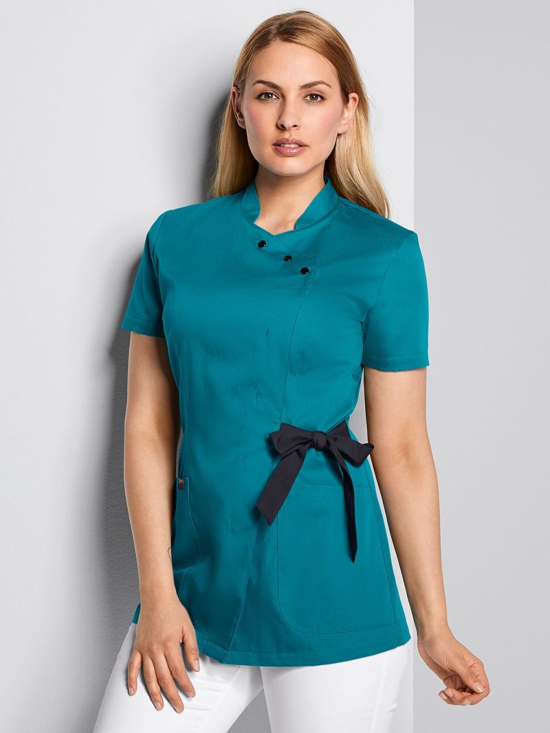 Zdravotnícka uniforma 7 Days dámska tunika s dekoratívnou mašľou petrol