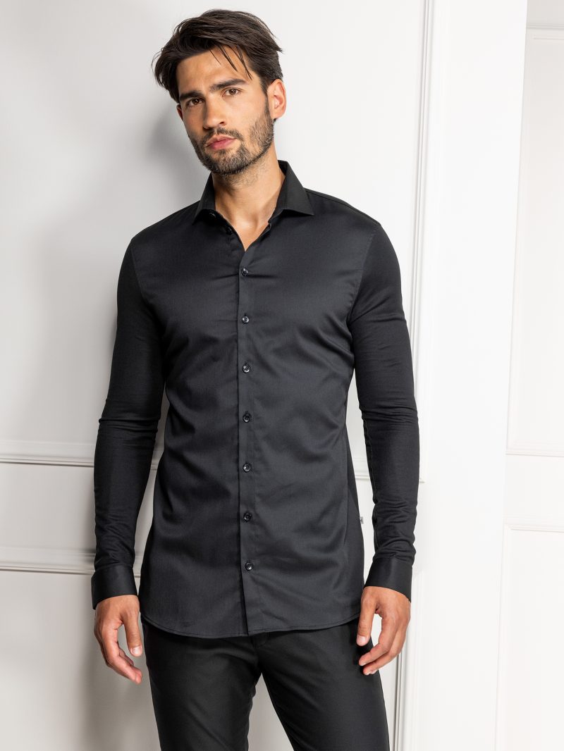 Pánska elastická košeľa – Le Nouveau Chef – LIAM - Čierna