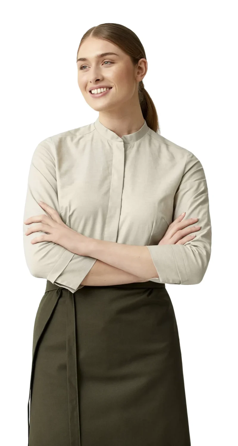 Trendová dámska košeľa 7/8 rukáv oxford KENTAUR - beige piesková