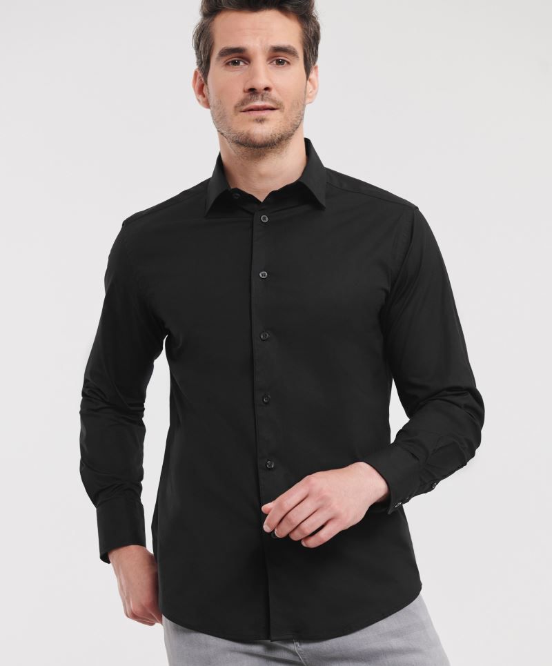 Pánska elastická košeľa KARIBAN - Čierna