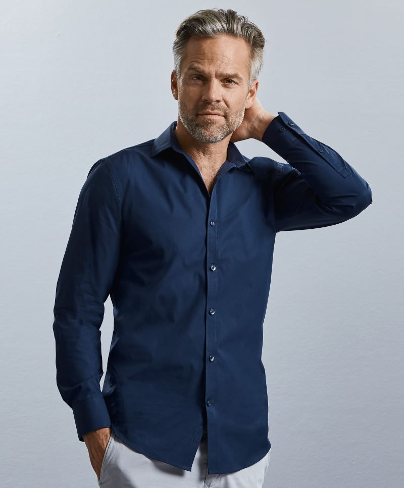 Pánska elastická košeľa KARIBAN - Námornícka modrá