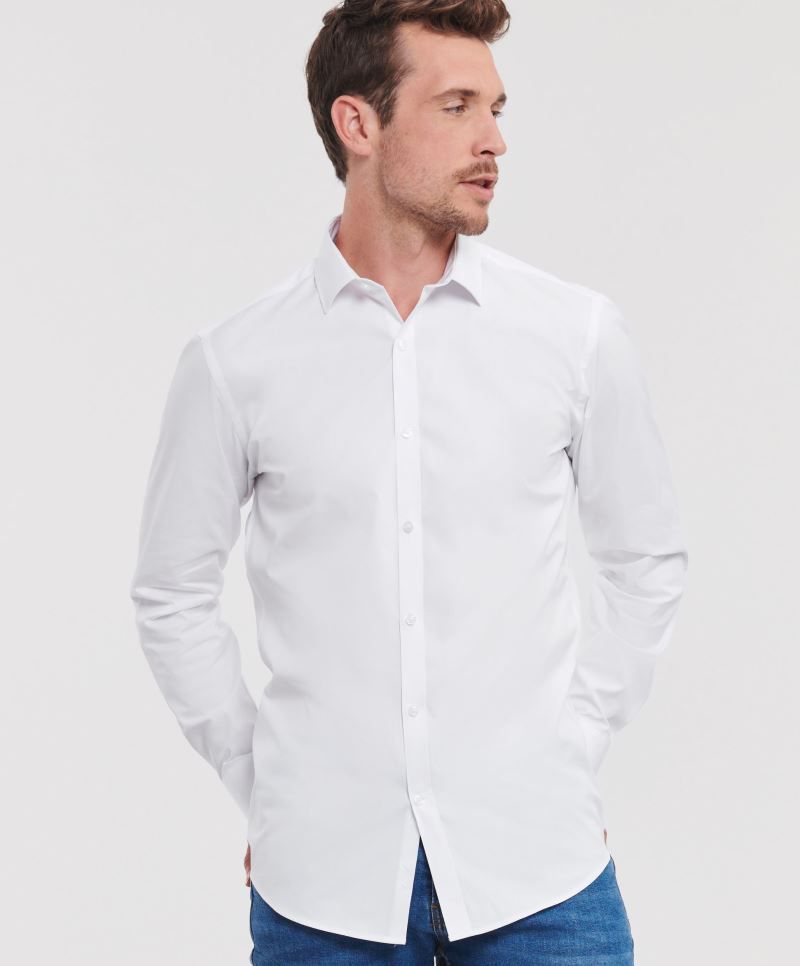 Pánska elastická košeľa KARIBAN - Biela