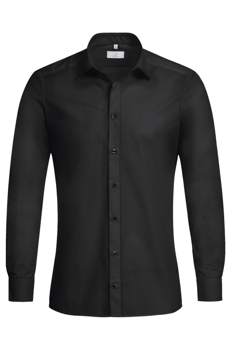 Pánska košeľa GREIFF elastická BASIC – slim fit - Black