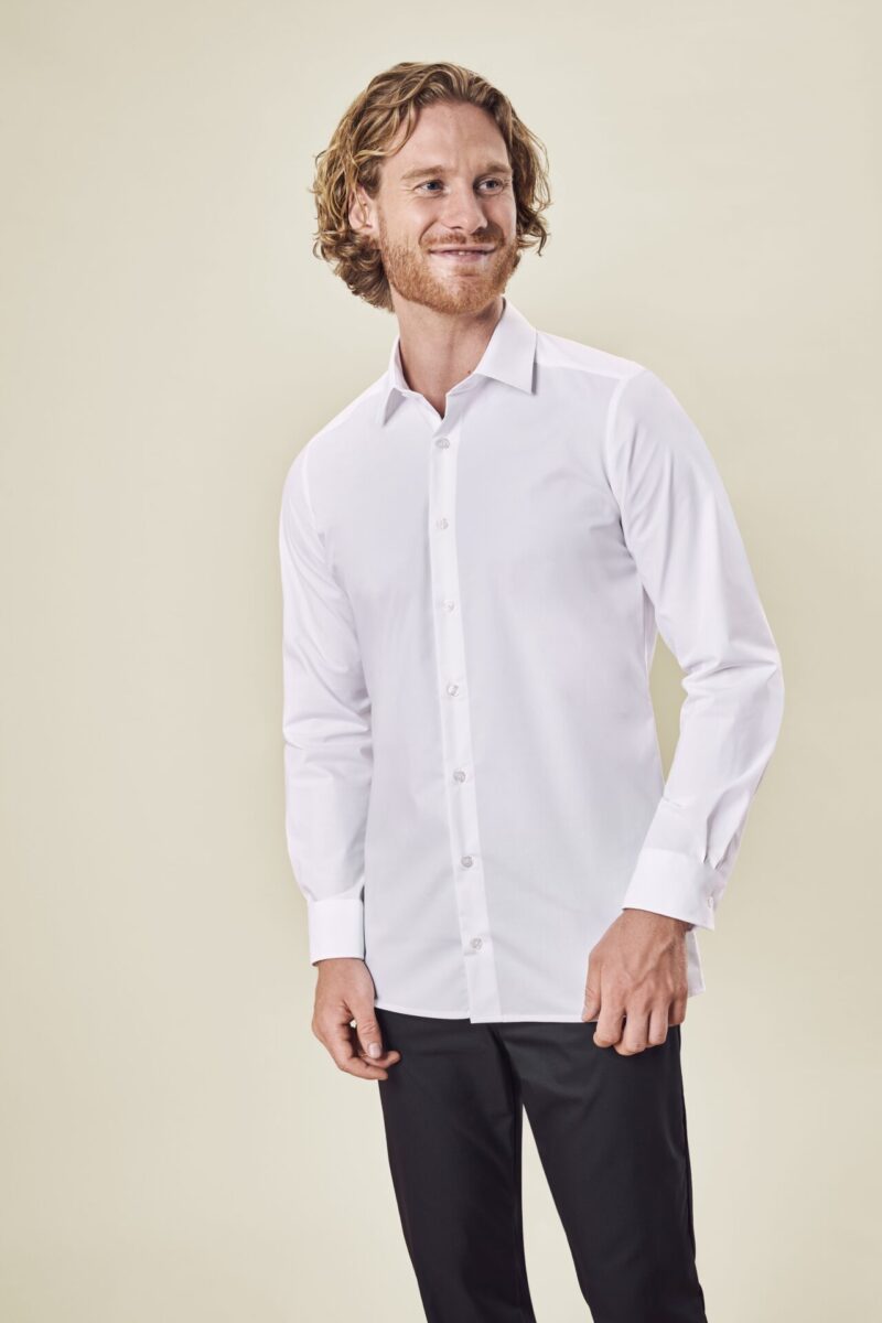 Pánska košeľa GREIFF elastická BASIC – slim fit - White