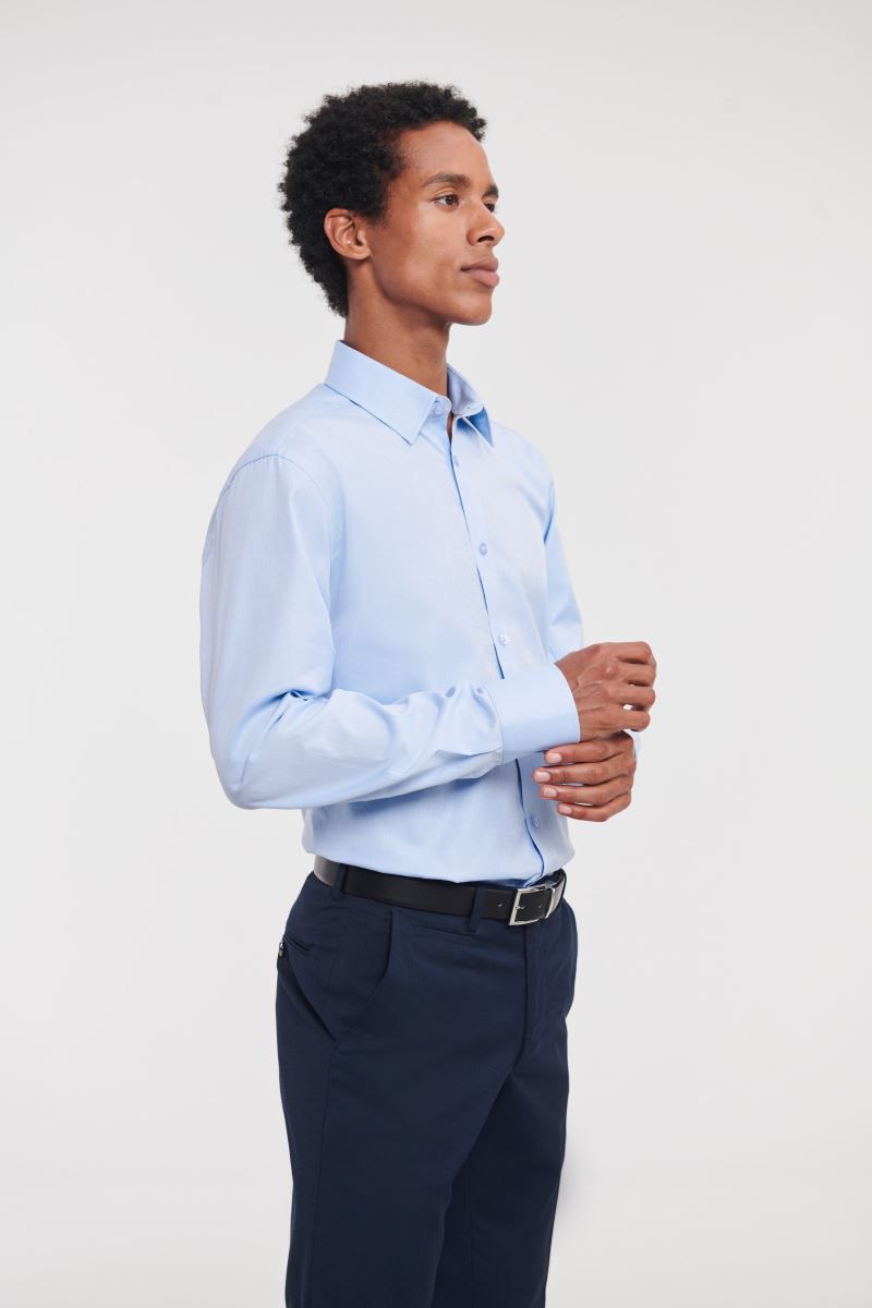 pánska košeľa Russel – vzor rybia kosť - Nebeská modrá