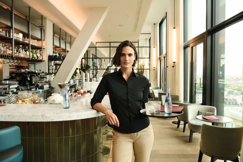 Košeľa dámska Russel elastická – 3/4 rukáv - Čierna