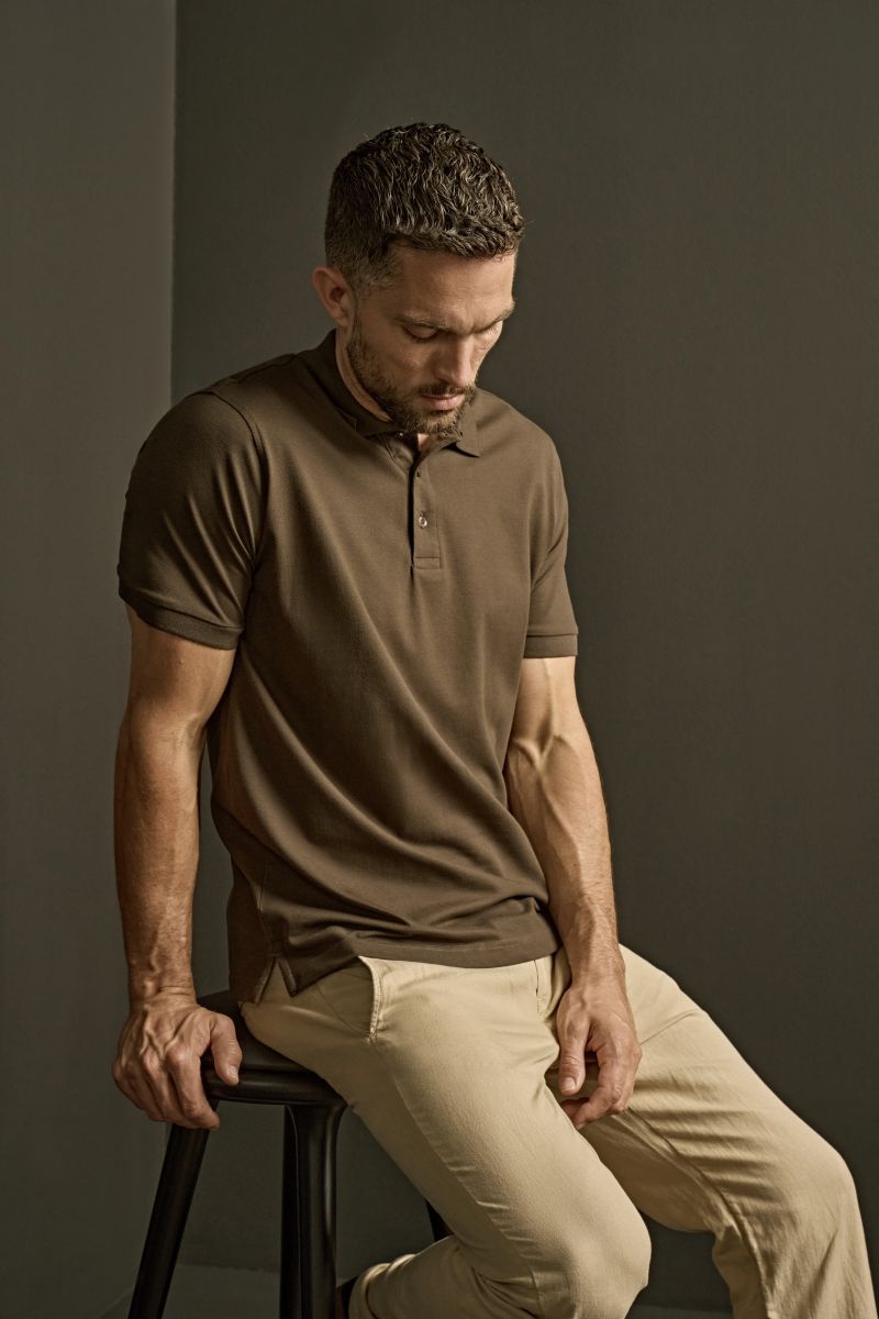 pánske luxusné strečové polo tričko Heavy TJ - wood drevo