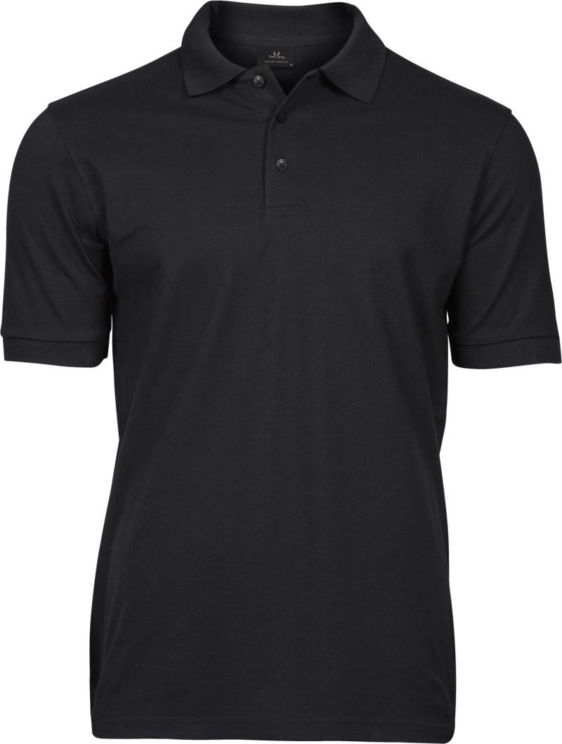 pánske luxusné strečové polo tričko Heavy TJ - Black