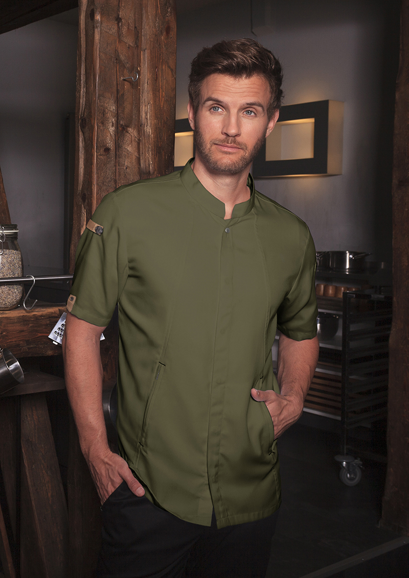 Pánsky ľahký kuchársky rondon dlhý rukáv KARLOWSKY - machovo zelená