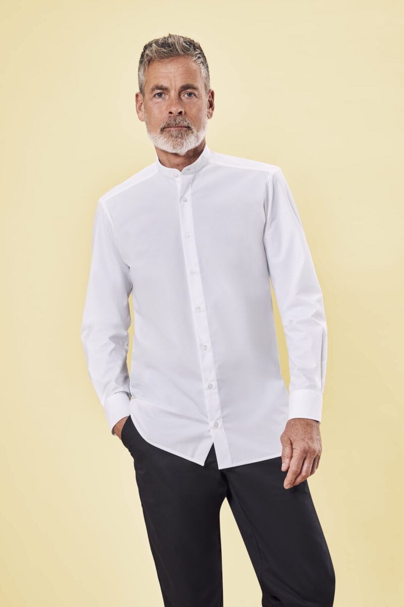 Pánska košeľa GREIFF elastická so stojačikom BASIC - Biela